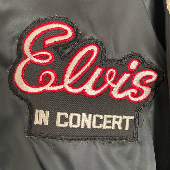 RARE - Vintage 1970s ELVIS IN CONCERT - Black Satin Tour Jacket - EXTRA LARGE - Picture 2 of 7